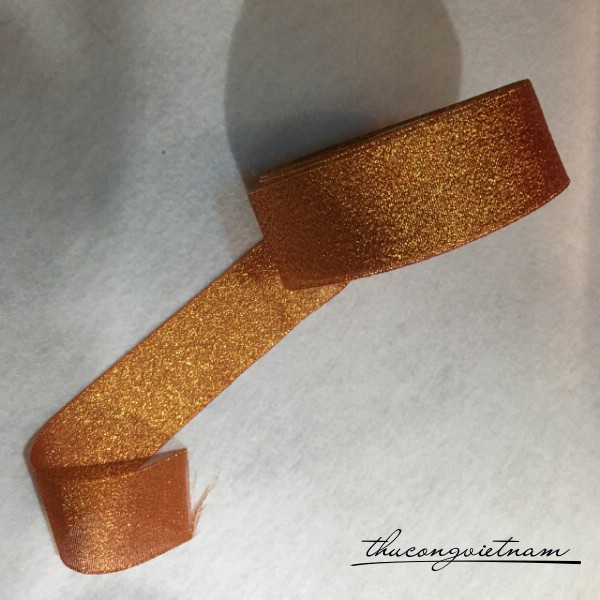 Ruy băng kim tuyến màu cam 2 bản 4cm